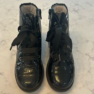 L’Amour Black Patent Leather Boots for Girls